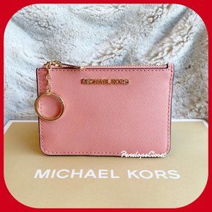 MICHAEL KORS TOP ZIP COIN POUCH W/ ID PEACH